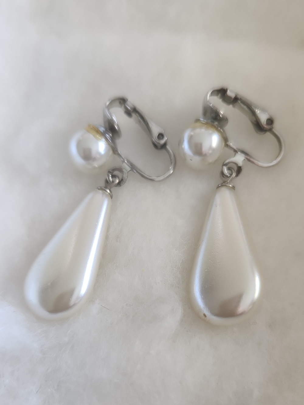 Classic Pearl Drop Clip-On Earrings - White